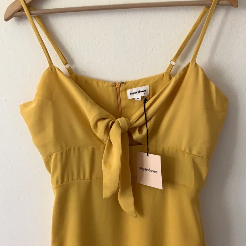 NWT Superdown Rikkie Tie Front Dress in Yellow - Picture 8 of 9